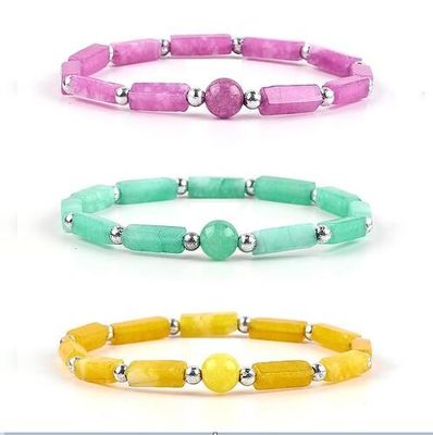 คุณภาพ  3mm/8mm/13mm Rectangle Bead Healing Energy Crystal Gemstone Bracelet โรงงาน