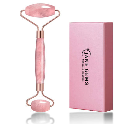 คุณภาพ  Crystal Stone Rose Quartz Jade Roller For Facial Treatment / Eliminate Edema โรงงาน