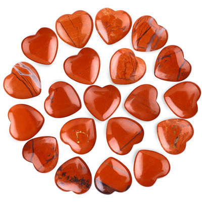 00.8 นิ้ว แดงธรรมชาติ jasper หินแท้ทรงหัวใจ หินบําบัดคริสตัล