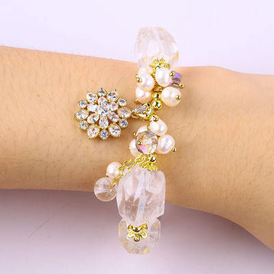 สร้อยข้อมือหินแสนแสนแสนแสน แปลงได้ สร้อยข้อมือควอตซ์ใส สร้อยข้อมือหินธรรมชาติ เครื่องประดับเพชร สําหรับงานเลี้ยง