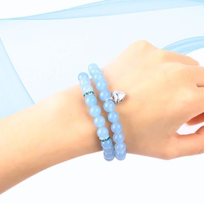 8 มิลลิเมตร Amethyst Blue Aquamarine หินแท้ สร้อยข้อมือ คริสตัล Healing