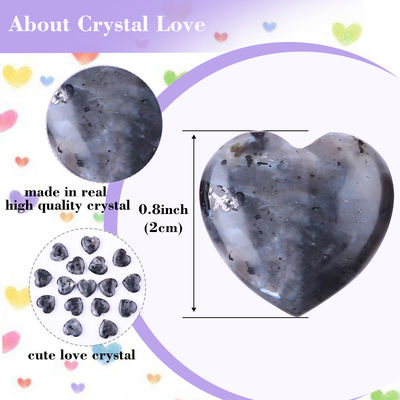 0.8 นิ้ว ดํา Labradorite หัวใจทรงทรงหินเยียวยาสําหรับการทําเครื่องประดับ