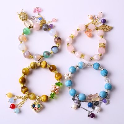 พลังบําบัด 10 มิลลิเมตร หินแท้ สร้อยข้อมือกลมที่มีข้อมือสวยงาม