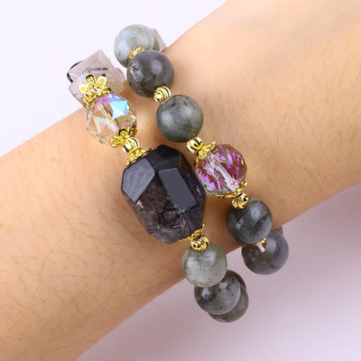 สีลาบราโดริตมือทํา หลายรูปและกลม 2 ชั้น สายข้อมือข้อมือข้อมือข้อมือข้อมือสําหรับการให้ของขวัญ