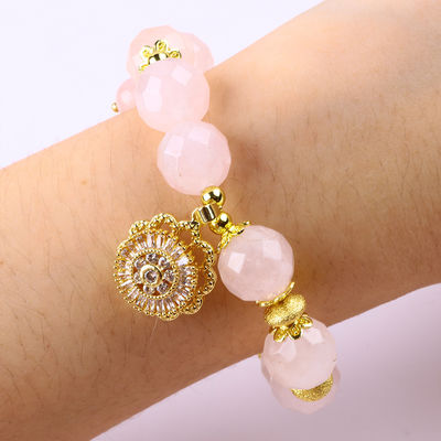 สร้อยข้อมือหินแท้ สร้อยข้อมือสีกุหลาบสีกุหลาบสีควอตซ์ สร้อยข้อมือสีกุหลาบสีจิราฟ์