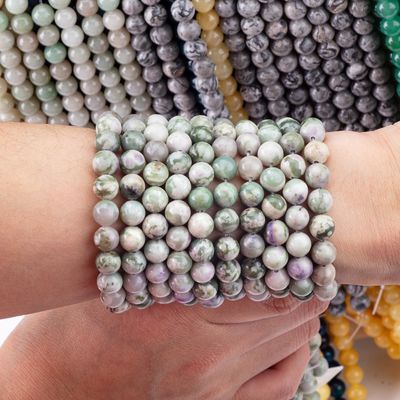 Lucky Jade Round Bead Natural Crystal Gemstone ขนาดข้อมูลอื่น ๆ ข้อมูลอ่อน ๆ สําหรับการทําเครื่องประดับ DIY