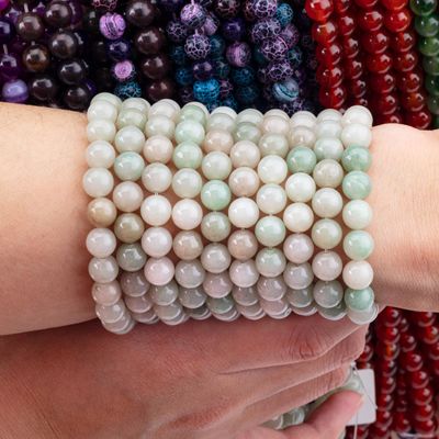 She Tai Jade Round Bead Natural Crystal Gemstone ขนาดข้อมูลอื่นๆ กระดานข้อมูลอ่อนสําหรับการทําเครื่องประดับ DIY