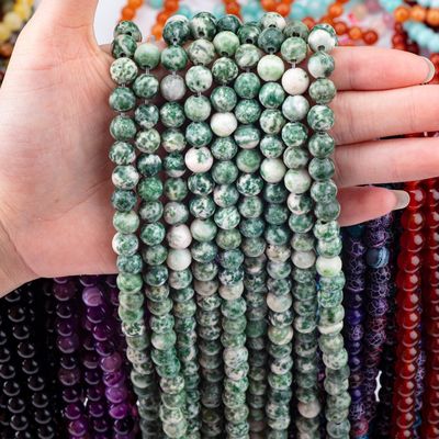 สีฟ้าจุดกลมข้อมูลอิสระคริสตัลหินแท้ สายข้อมูลอิสระสําหรับการทําเครื่องประดับ DIY