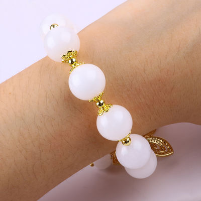 สีขาวธรรมชาติ 14MM คริสตัลวงกลมเดียว สายมือกระพริกกระพริกกระพริกกระพริก