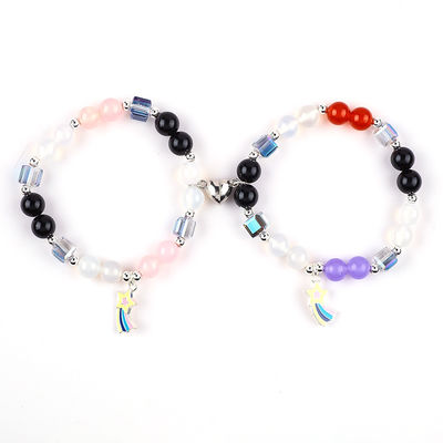 8MM สีหลายธรรมชาติ คริสตัลมิตรภาพ เครื่องประดับ ระยะห่าง สร้อยข้อมือ หัวใจ แม็กเนต สร้อยข้อมือ สําหรับของขวัญ