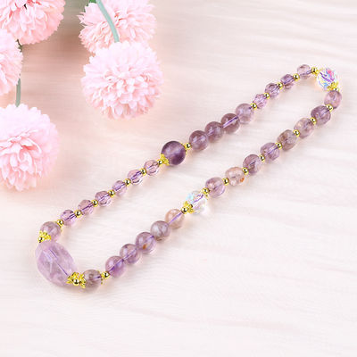 สีม่วง 2 ชั้น Azeztulite 12mm 14mm สร้อยข้อมือข้อมือ OEM ODM