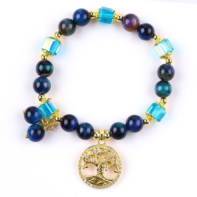 การรักษาธรรมชาติคริสตัล 8 มิลเมตร Rainbow Tiger Eye Tree Of Life สร้อยข้อมือข้อมือข้อมือสําหรับสวมทุกวัน