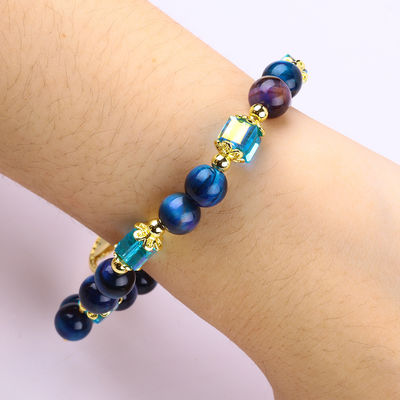 การรักษาธรรมชาติคริสตัล 8 มิลเมตร Rainbow Tiger Eye Tree Of Life สร้อยข้อมือข้อมือข้อมือสําหรับสวมทุกวัน
