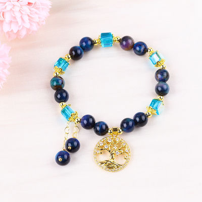 การรักษาธรรมชาติคริสตัล 8 มิลเมตร Rainbow Tiger Eye Tree Of Life สร้อยข้อมือข้อมือข้อมือสําหรับสวมทุกวัน