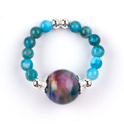 4 มิลลิเมตร ทําด้วยมือหินแท้ สร้อยข้อมือ ปรับได้ ยืดหยุ่น สีน้ําเงิน Apatite หินแหวน Withth สี หินตาเสือ สําหรับพรรค D