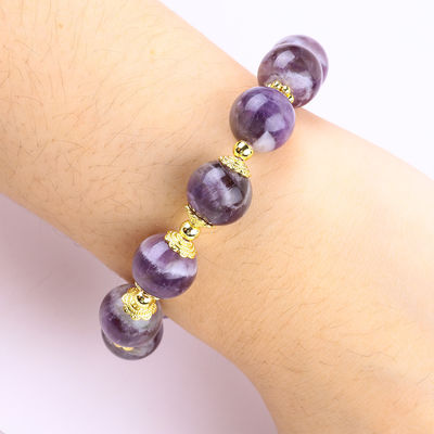 ทําด้วยมือ 12 มม ฝัน Amethyst กับดอกไม้ Spinner Charm อวยพร