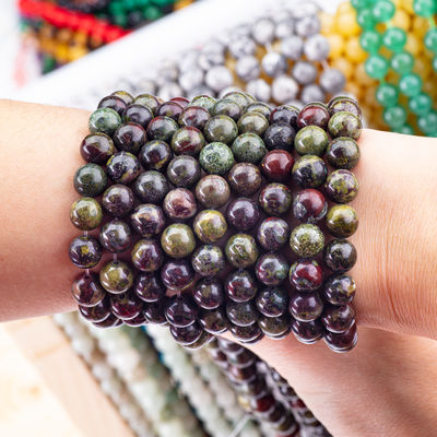8MM กลมหลากหลายมังกรหินเลือดหิน Jasper สําหรับการทําเครื่องประดับ