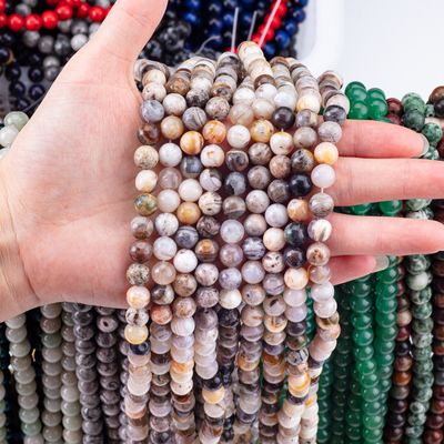 แท้ธรรมชาติ แบมบู Agate หินแท้สําหรับเครื่องประดับ การทํา Diy สร้อยข้อมือ สร้อยคอ แหวน