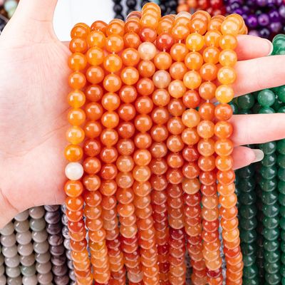 สีแดงธรรมชาติ Aventurine การรักษา semi Precious Crystal Beads สําหรับการทําเครื่องประดับ