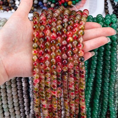 8 มิลลิเมตร สดใส ดอกหิน Agate หินแท้ รักษาหินคริสตัล ลูกบัวสําหรับการทําเครื่องประดับ