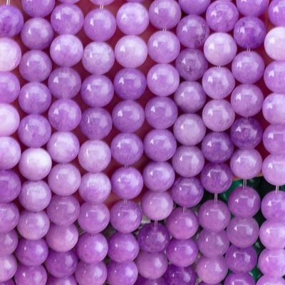 8 มิลลิเมตร สีม่วง Jade หินแท้ ลูกบัวรักษาหินคริสตัล ลูกบัวสําหรับการทําเครื่องประดับ
