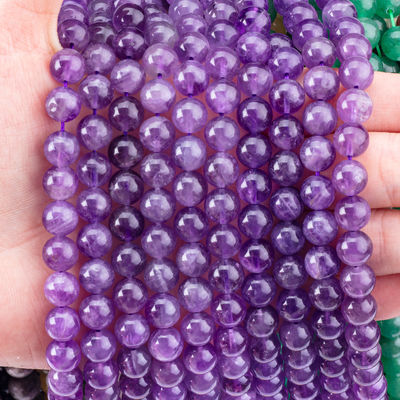 กลม หินสีม่วงครึ่งมูลค่า 6 มิลลิเมตร Amethyst หินเพชร