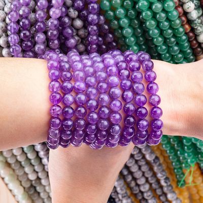 กลม หินสีม่วงครึ่งมูลค่า 6 มิลลิเมตร Amethyst หินเพชร