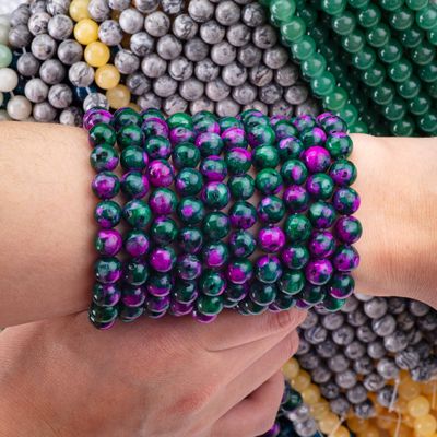 8 มิลลิเมตร Epidote Gems Beads Dark Ruby Zoisite Gemstone Beads Healing Crystal Stone Beads Beads สําหรับทําเครื่องประดับ