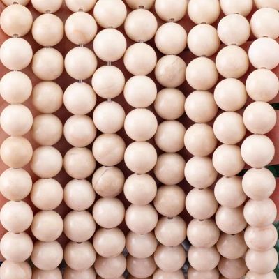 สีขาวเคลือบฟอสซิล ริเวอร์ ยาสเปอร์ กลม หินธรรมชาติ ลูกบัวลอย สําหรับการทําเครื่องประดับ