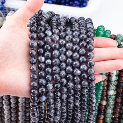 หินแท้ สีดํา แลบราโดรไทท สายข้อมือลอย หินแพร่ครึ่งสําหรับการทําเครื่องประดับ DIY