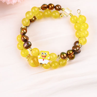รักษาแท้ คริสตัลเหลืองแคลเซโดนีและกาแฟสีน้ําหวานเพชรกับ Spongebob การ์ตูน Charm แบรนเซล