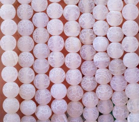 สีขาว ผืนยาว Agate ผืนหินอ่อน semi-precious Stone Matt Frosted แคร็ค Agate สําหรับการทําเครื่องประดับ DIY