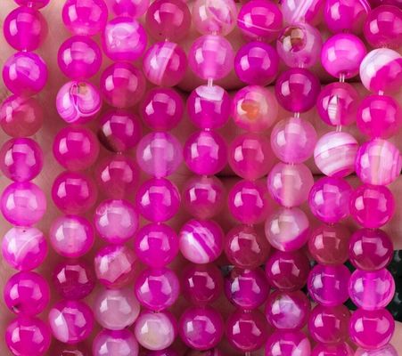 สายข้อมูลอิสระ Fuchsia Striped Agate สายข้อมูลอิสระสําหรับการทําเครื่องประดับ