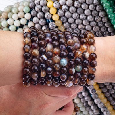 กาแฟถอด Agate สายข้อมูลกระสุนลอย หินแซมเพชรสําหรับการทําเครื่องประดับ DIY