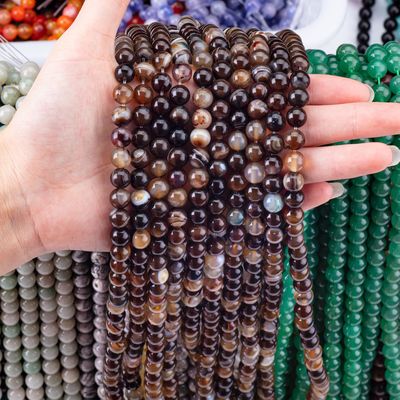 กาแฟถอด Agate สายข้อมูลกระสุนลอย หินแซมเพชรสําหรับการทําเครื่องประดับ DIY