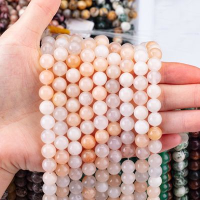 2 มิลลิเมตร สีชมพู Aventurine Semi Precious Gem Beads รอบ