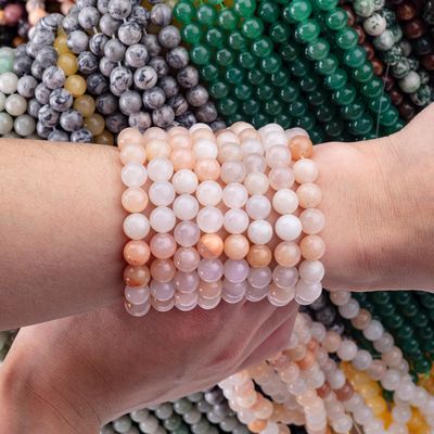 2 มิลลิเมตร สีชมพู Aventurine Semi Precious Gem Beads รอบ