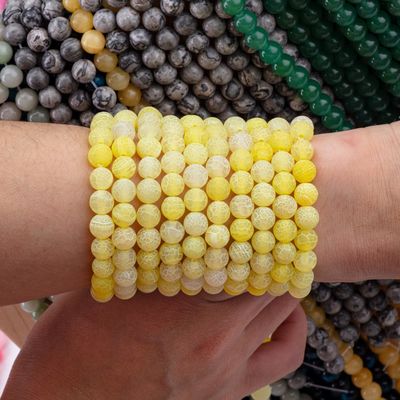 สีเหลือง สีสว่าง กลม กลม กลมแท้ กลมหลุด กลมหลุด สําหรับทําเครื่องประดับ DIY