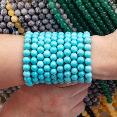 สีเทอร์คิวาส สายข้อมูลกระสุนลอย ราคาประหยัด หินแครสตอล หินแท้สําหรับทําเครื่องประดับ DIY