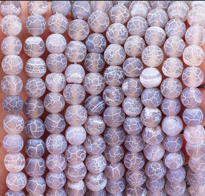 Agate สีเทาสภาพแวดล้อมลื่นขีดขนย้ายหินแซมี่เพชร แมท Frosted แคร็ค Agate สําหรับการทําเครื่องประดับ DIY