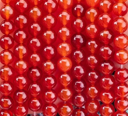 สีแดง 8 มิลลิเมตร สีธรรมชาติ กลมหินเพชร Carnelian สําหรับเครื่องประดับปาร์ตี้