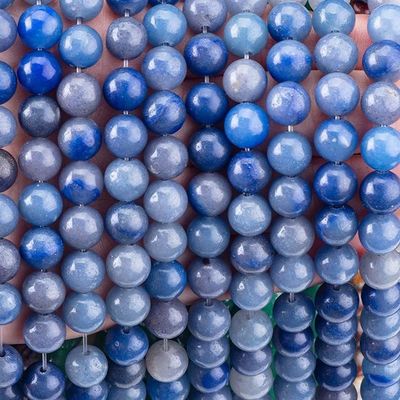 8 มิลลิเมตร สีน้ําเงิน Aventurine หินแท้ กระบอกหินคริสตัลเพื่อทําเครื่องประดับ