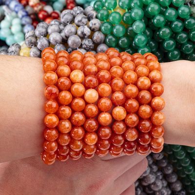 8MM คริสตัล ดําแดง Aventurine การรักษา Gemsotne รอบ ผงผงผงสําหรับเครื่องประดับมือ