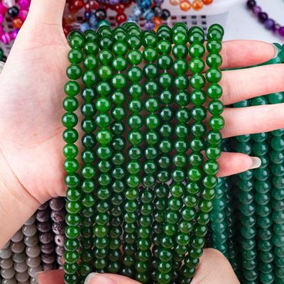 สีเขียว Jade ละเอียด Bulk Round Bead Custom หลายขนาด