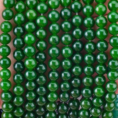 สีเขียว Jade ละเอียด Bulk Round Bead Custom หลายขนาด