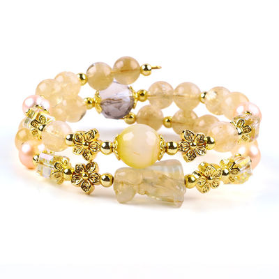 สร้อยข้อมือ 8 มม สีเหลือง สีซิตริน สีคริสตัล