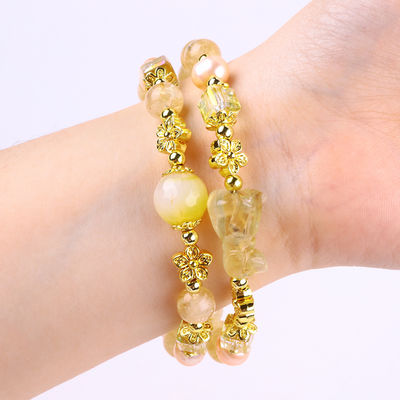 สร้อยข้อมือ 8 มม สีเหลือง สีซิตริน สีคริสตัล