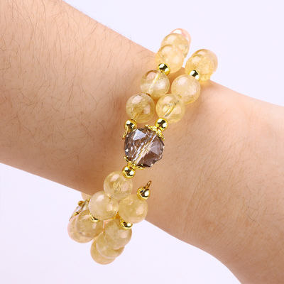 สร้อยข้อมือ 8 มม สีเหลือง สีซิตริน สีคริสตัล