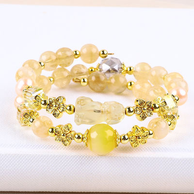 สร้อยข้อมือ 8 มม สีเหลือง สีซิตริน สีคริสตัล