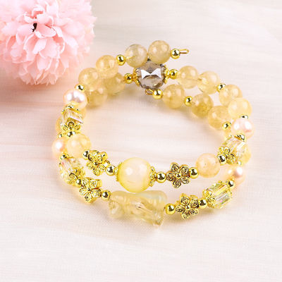 สร้อยข้อมือ 8 มม สีเหลือง สีซิตริน สีคริสตัล